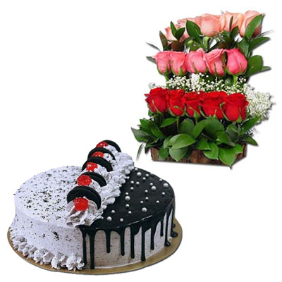 "Chocolate cake - 1kg, Beautiful flower basket - Click here to View more details about this Product